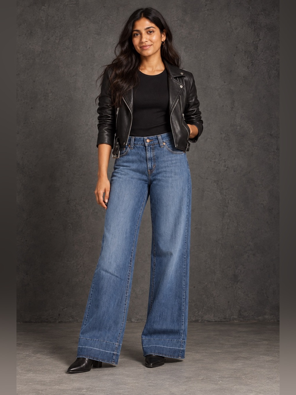 Levi’s 545 Wide Leg Jeans Women’s Size 8 Blue Raw Hem Y2K Retro